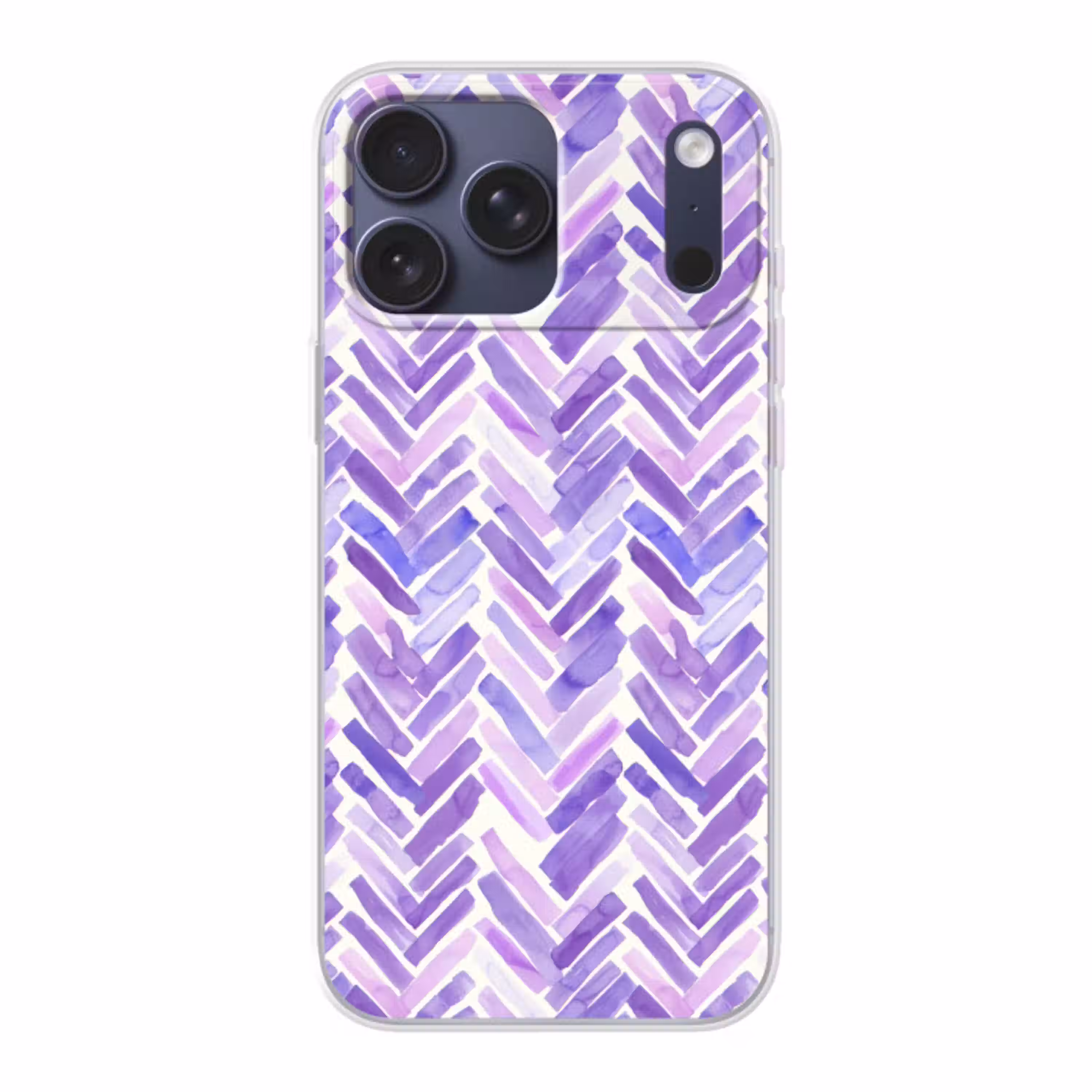 Paars - Visgraat - Aquarel - Penseelstreken - Patroon Telefoonhoesje iPhone 17 Pro Max klein 879 -3d