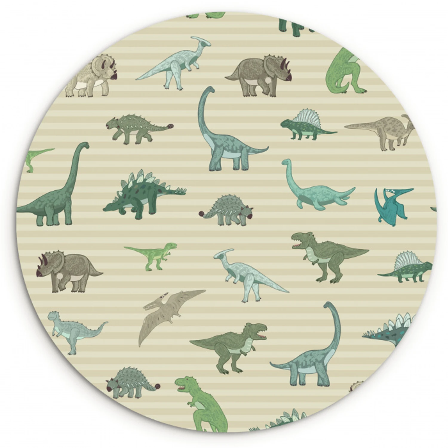 Dinosaurus - Bruin - Groen - Jongens - Meisjes - Kinderen Wandcirkel kunststof plaat 5mm dik klein -3d