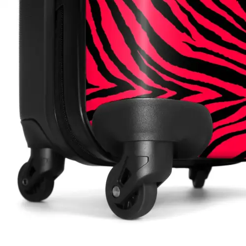 Zebrastrepen in zwart op felroze achtergrond NBS - Handbagage koffer - Kinderen Unisex middel -wiel