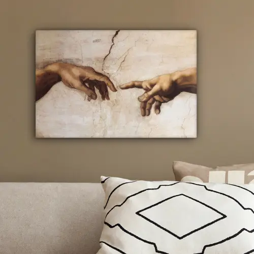 Adam - Michelangelo - Schilderij - Creation of Adam canvas 2cm klein -sfeer3