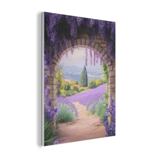 Doorkijk - Lavendel - Bloemen - Paars - Poort PET vilt klein -3d