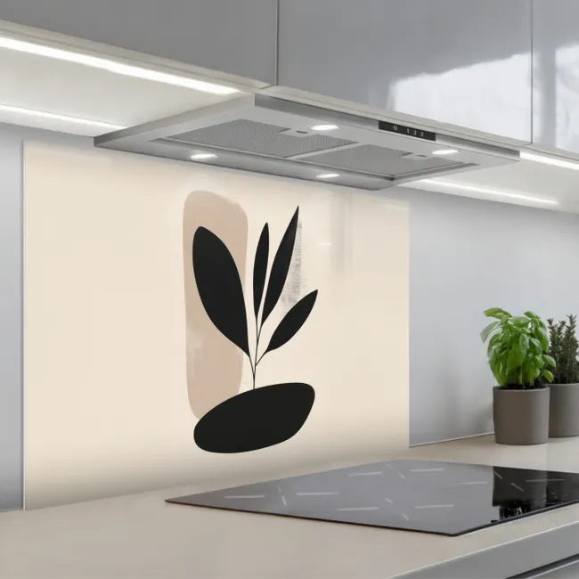 Spritzschutz Küche - Pflanze - Beige - Japanisch