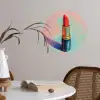 Lippenstift - Rood - Penseelstreken Wandcirkel behangsticker klein -sfeer3