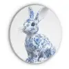 Delftsblauw - Haasje - Wit Akoestische PET Vilt - Rond klein -3d