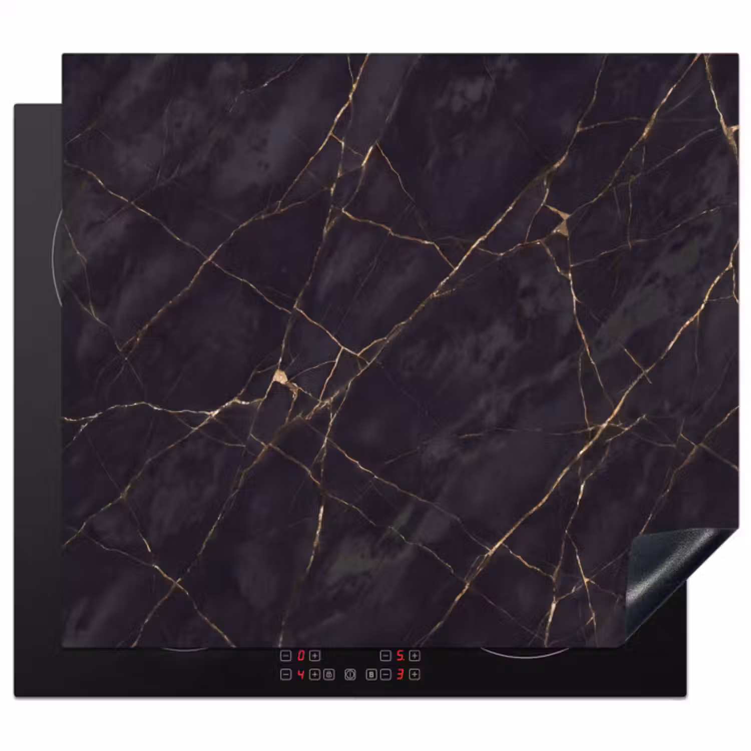 Inductie beschermer - Textuur - Gouden lijnen - Abstract - Modern - Zwart