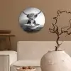 Schotse Hooglander - Spaghetti - Dieren - Zwart wit Wandcirkel kunststof plaat 5mm dik klein -sfeer1