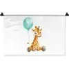 Giraf - Baby - Dieren - Blauwe ballon Wandkleed katoen klein -zz3d