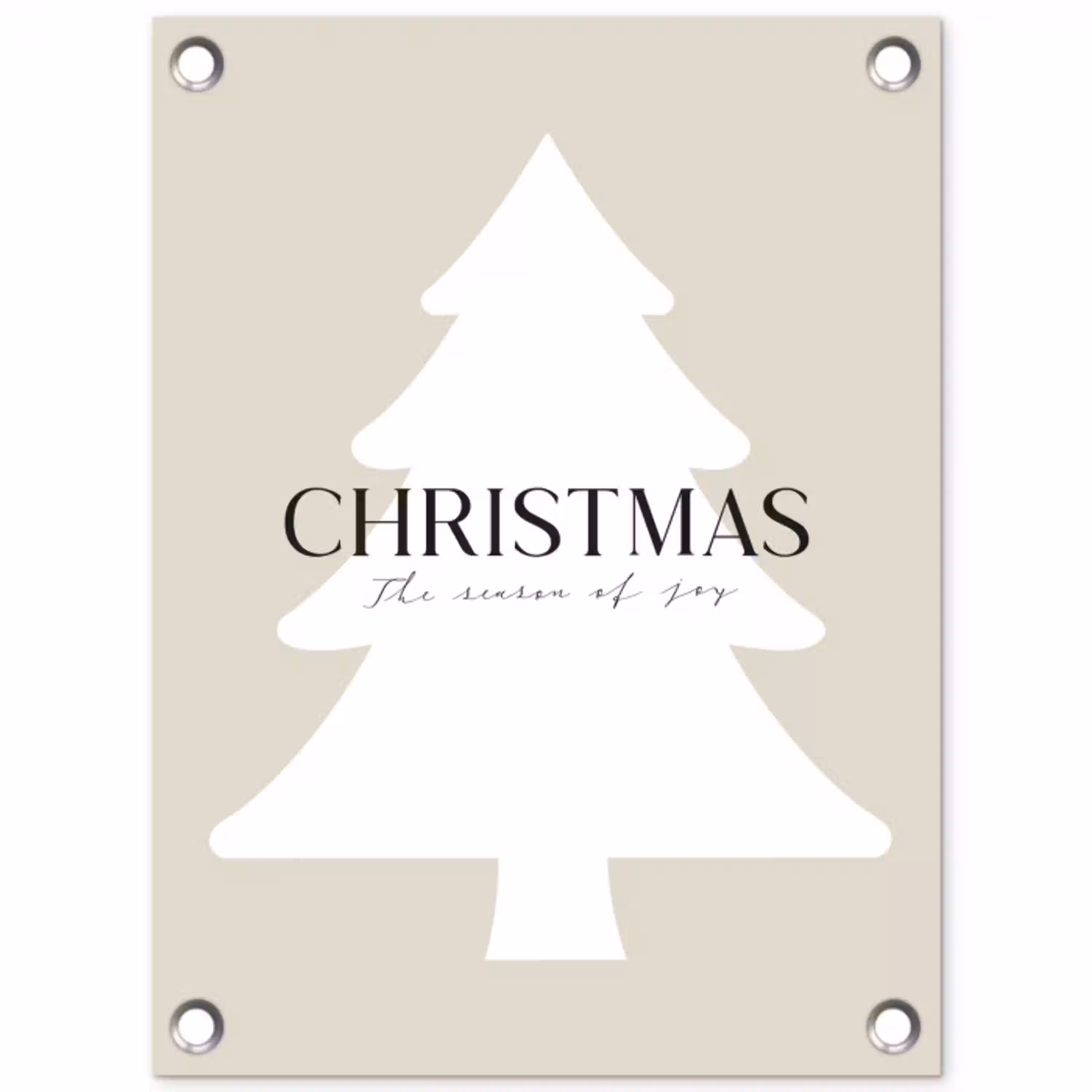 Kerstboom - Japandi - Christmas - Beige tuinposter los doek klein -3d