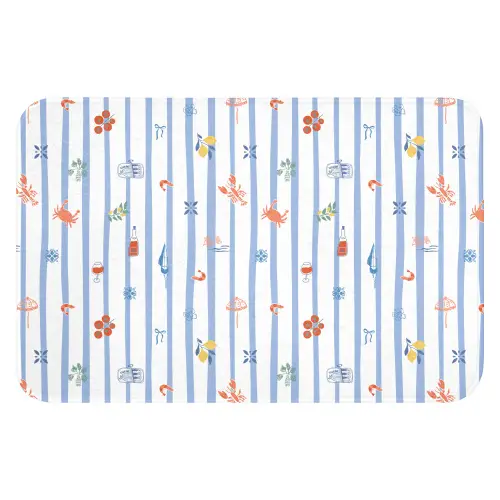 Strepen - Blauw - Patroon - Zomer Badmat klein 997 -3d