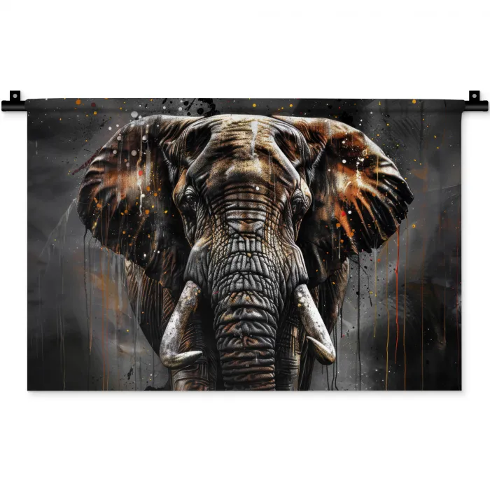 Olifant - Watercolor - Wilde dieren - Luxe Wandkleed katoen klein -zz3d