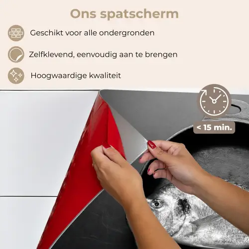 Pan - Vis - Zwart - Wit keuken achterwand spatscherm klein -spatscherm_NL