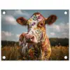 Koe - Bloemen - Weiland tuinposter los doek klein -3d