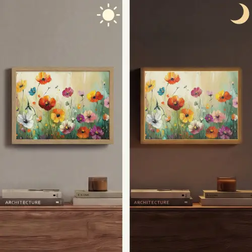 Kunst - Bloemen - Lente - Natuur Light Box met batterij (Wandlamp) middel -sfeer3