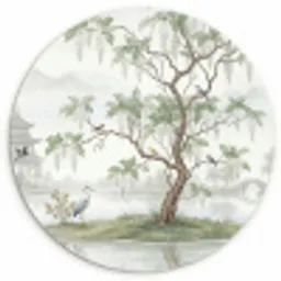 Reiger - Landschap - Groen Wandcirkel kunststof plaat 5mm dik klein -3d