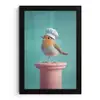 Roodborstje - Vogel - Koksmuts - Sokkel fotolijst zwart zonder passe partout klein -3d