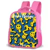 Smiley - Geel - Blauw Kinderrugzak - Roze middel -schuin