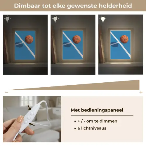 Basket - Bal - Blauw - Zwevend Light Box met kabel (Tafellamp) klein -USP_dimbaarNL
