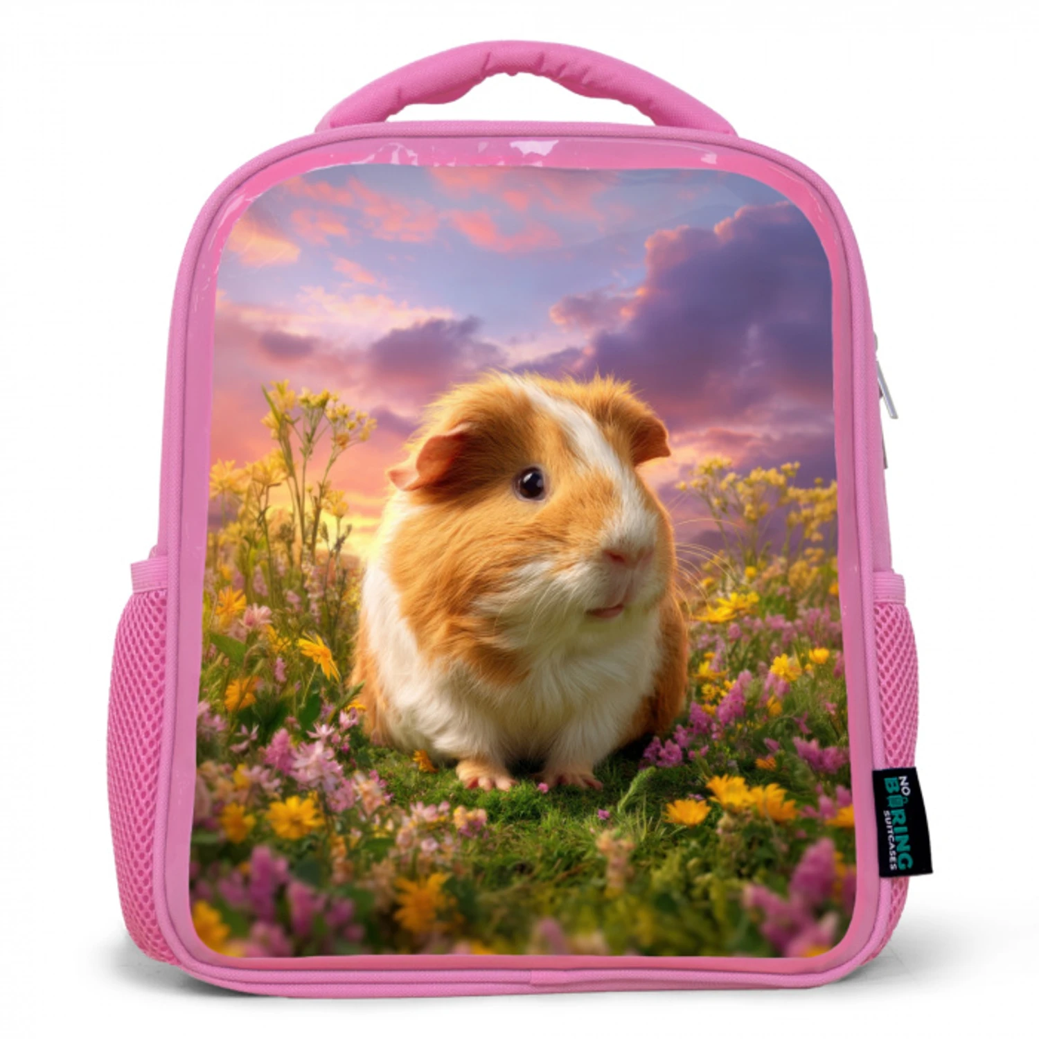 Cavia in zonsondergangsweide Kinderrugzak - Roze middel -3d