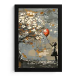 Boom - Graffiti - Banksy Style - Balloon Girl fotolijst zwart zonder passe partout klein -3d