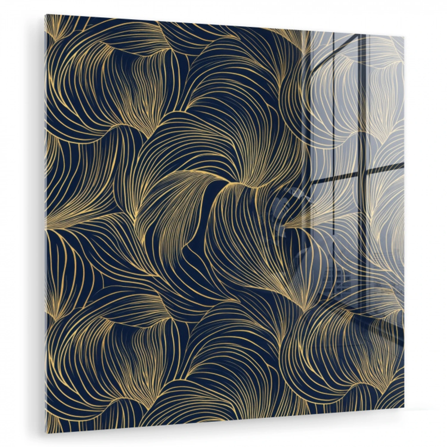 Abstract - Lijnen - Blauw - Goud plexiglas 5mm klein 11 -zzzproduct_nieuw