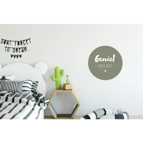 Spreuken - Geniet meer niet - Zomer - Tekst - Genieten Wandcirkel aluminium klein -kinderkamer