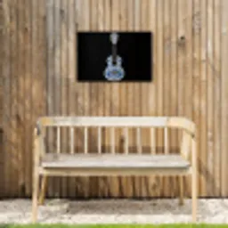 Ukelele - Delfts - Blauw - Muziek Tuinposter op houten frame 2 cm dik klein -sfeer4