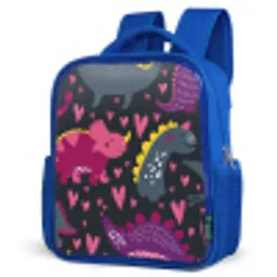 Dinosaurus - Kind - Patronen - Roze - Meisjes Kinderrugzak - Blauw middel -schuin