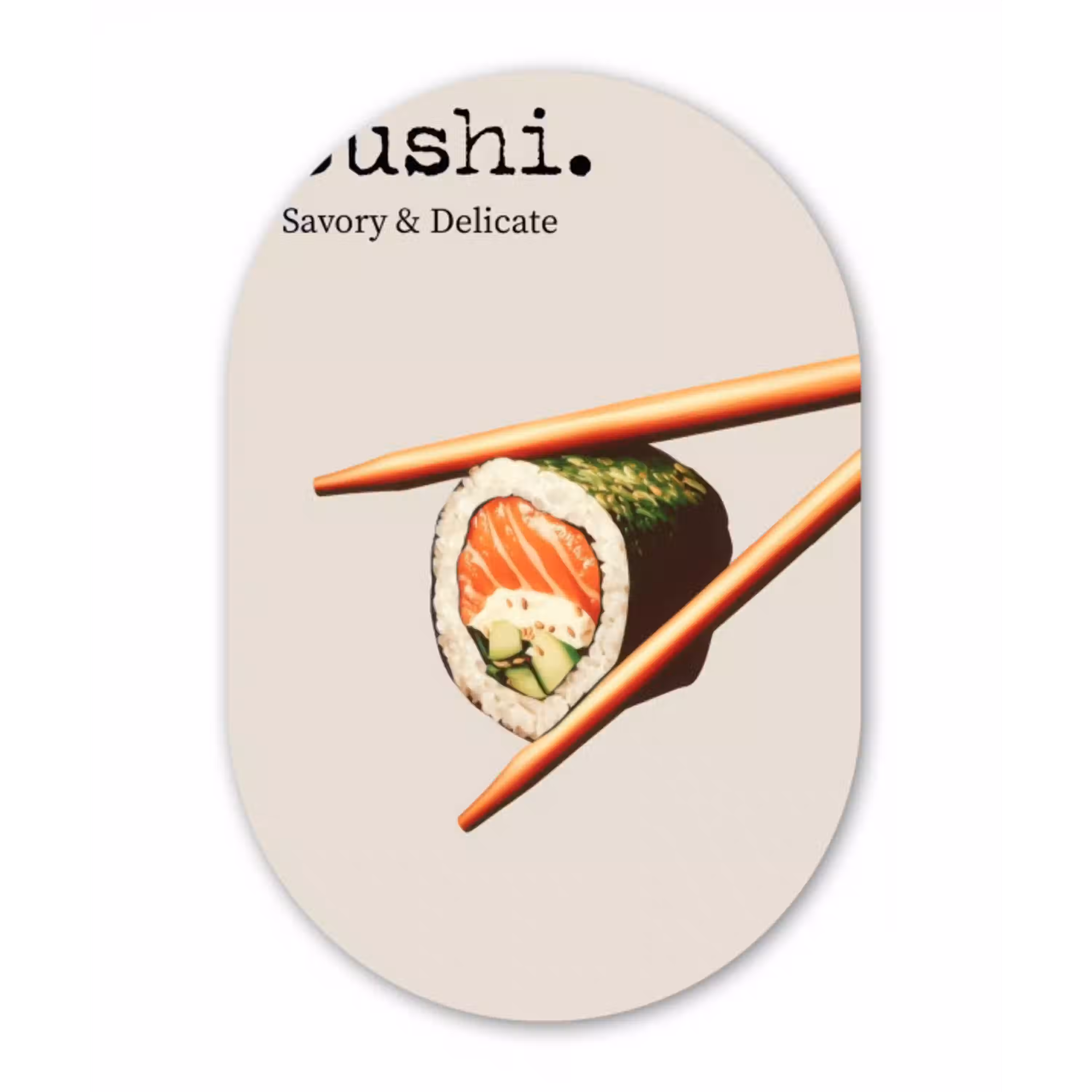 Sushi - Zalm - Rijst - Japans Wandcirkel Ovaal Glas middel -3d