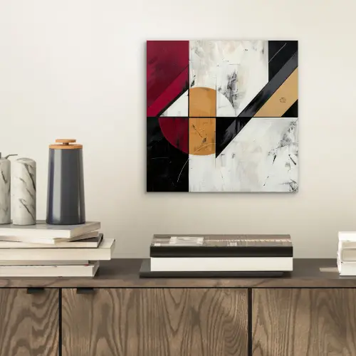 Modern - Abstract - Geometrisch - Rood - Industrieel aluminium wit klein -sfeer1