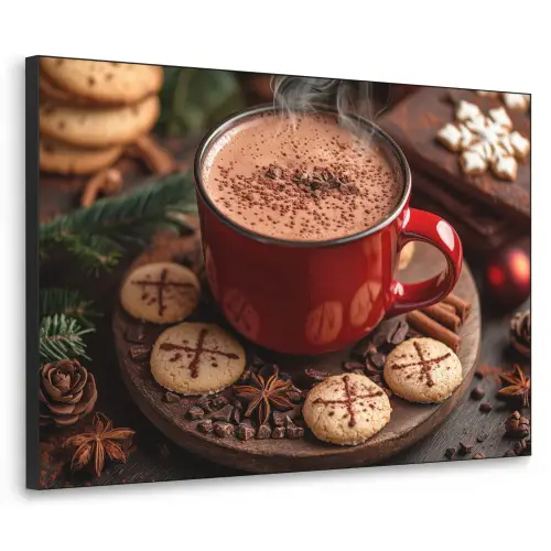 Chocolademelk - Mok - Winter - Kerst - Gezelligheid Textielframe zwart klein -3d
