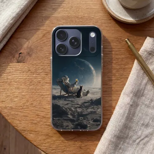 Maan - Kat - Astronaut - Ruimte Telefoonhoesje iPhone 17 Pro klein -sfeer1