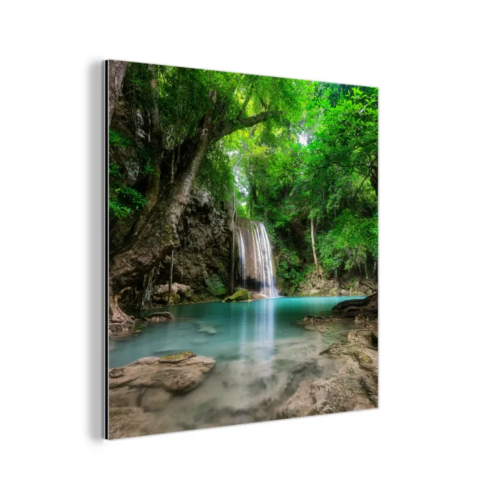 Jungle - Waterval - Planten - Water - Natuur aluminium wit klein -3d