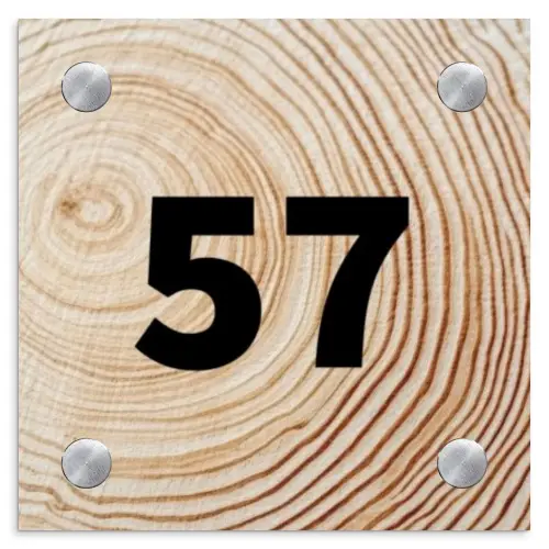 Houten nerf - Traditioneel Naambord Vierkant klein -3d