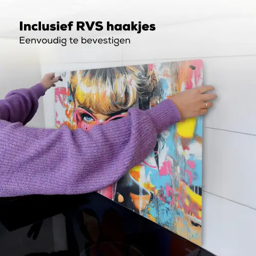 Expressief - Milkshake - Vrouw - Felle kleuren Inductie beschemer met haakjes middel -ky-ophangen-nl