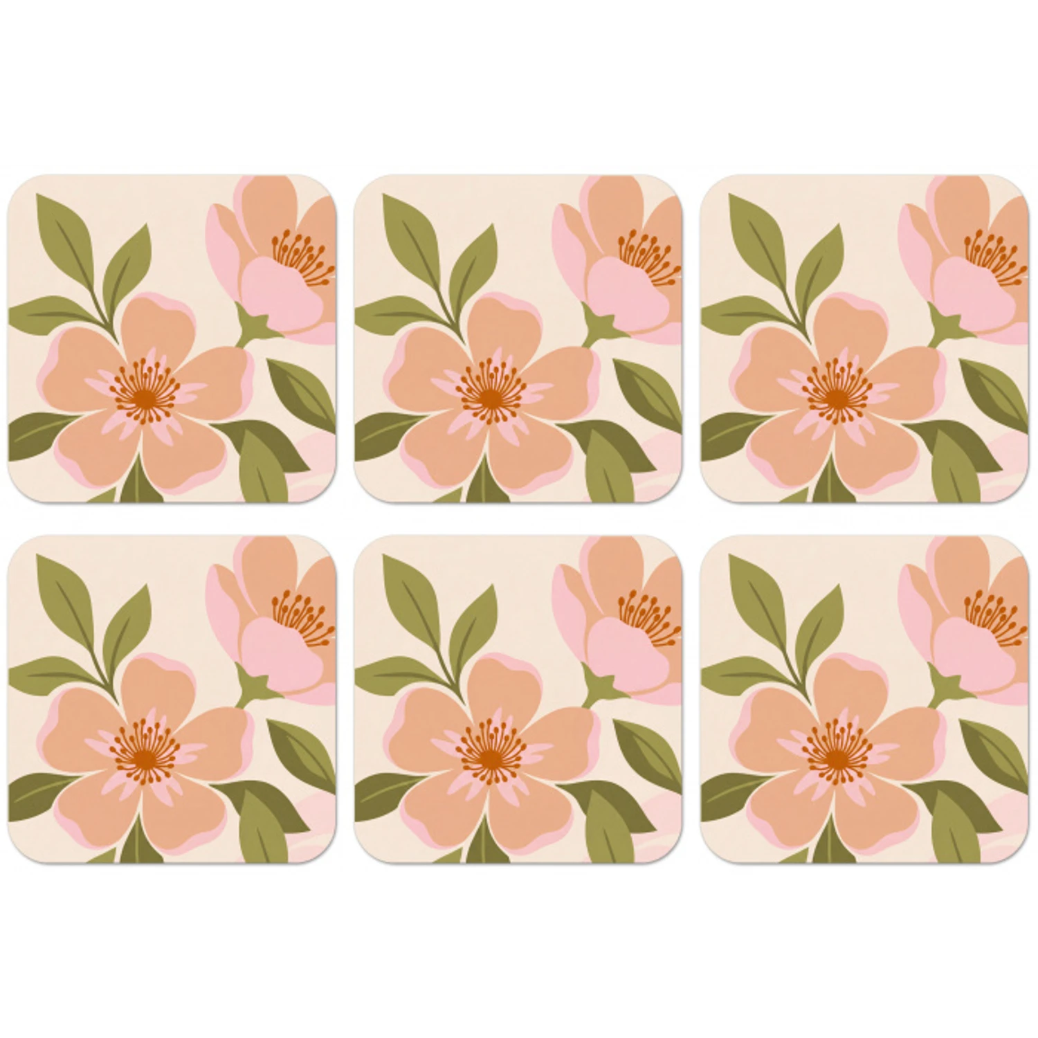 Grafisch - Bloemen - Roze onderzetter kurk middel -zkaufland3dotto