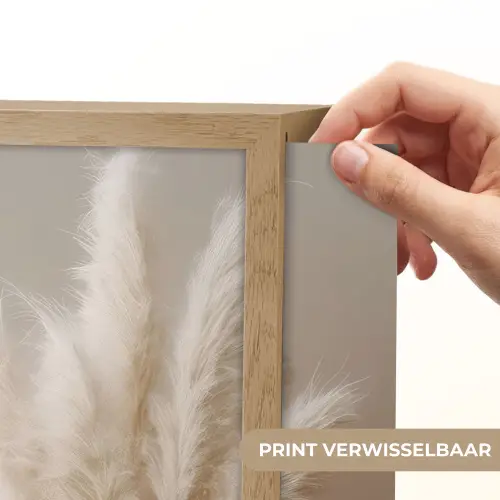 Pampasgras - Pluimen - Pastel - Wit Light Box met batterij (Wandlamp) middel -USP_websiteprintNL