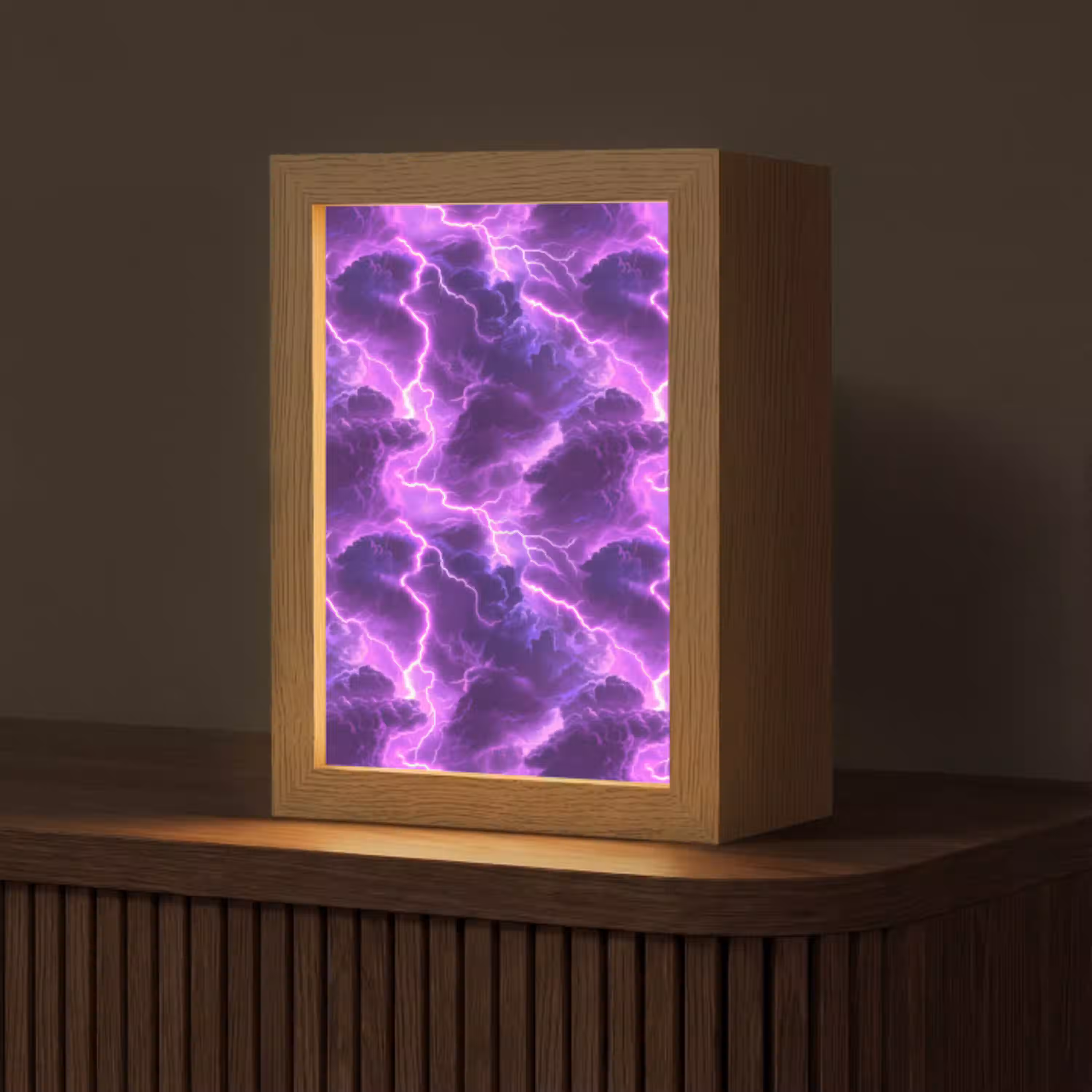 Paars - Bliksem - Wolken Light Box met kabel (Tafellamp) klein 925 -z3d_website