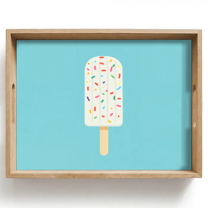 Ijsje - Stokje - Sprinkles - Lichtblauw Dienblad Rechthoek middel -z3d_shopping