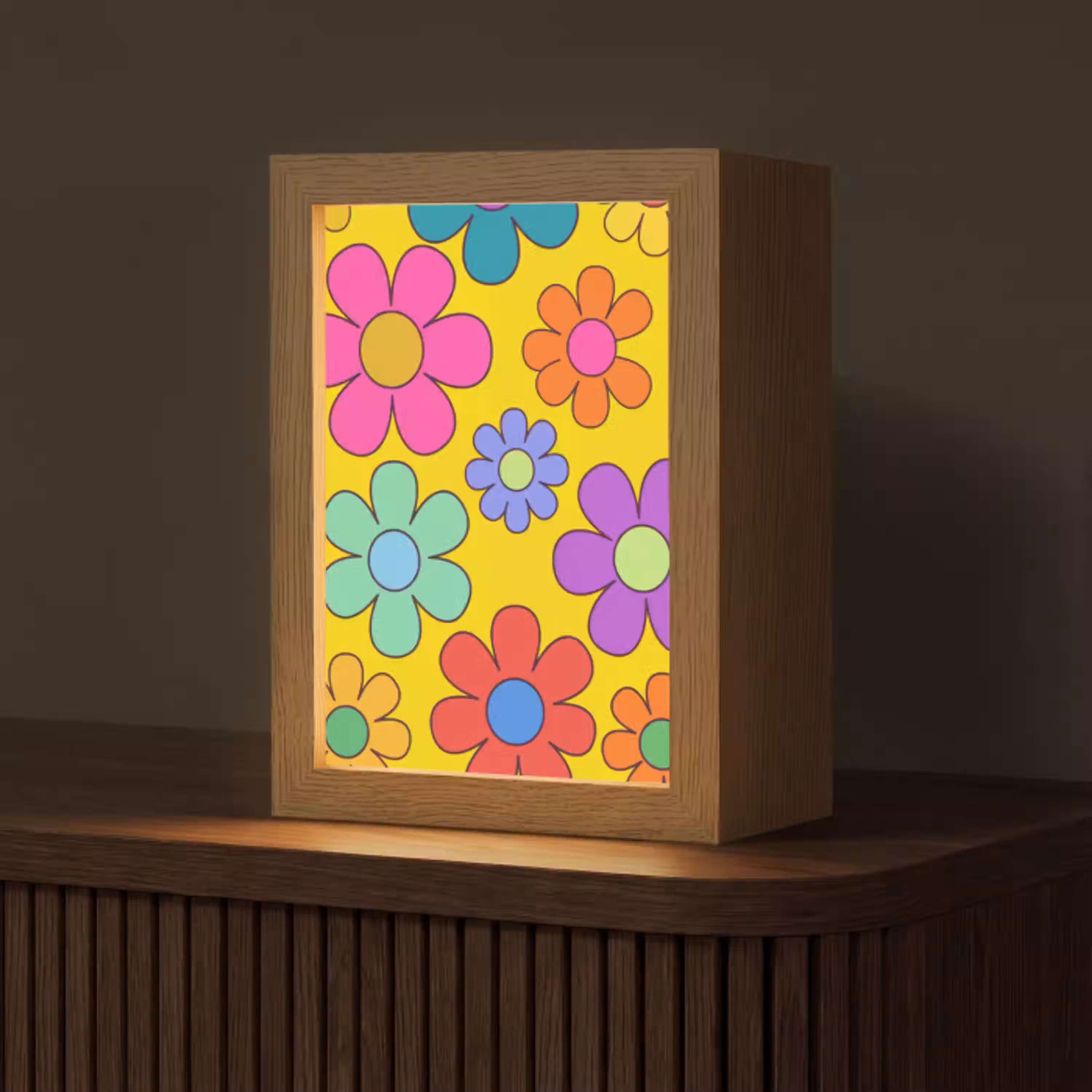Bloemen - Illustratie - Kleurrijk Light Box met kabel (Tafellamp) klein -z3d_website