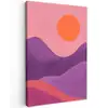 Zon - Heuvels - Paars - Abstract Tuinposter op houten frame 2 cm dik klein -3d