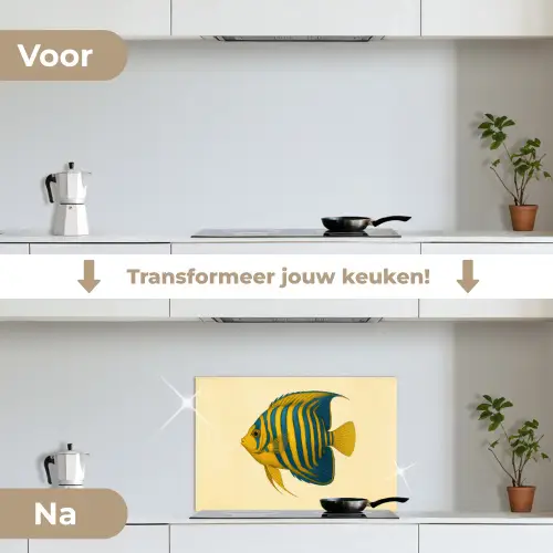 Felgeel - Vis - Strepen - Vinnen keuken achterwand spatscherm klein -voor_na_NL
