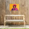 Aap - Kimono - Bloemen - Hoofdtooi Tuinposter op houten frame 2 cm dik klein -sfeer4