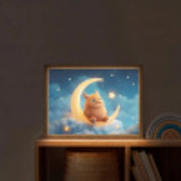 Knuffel - Monster - Maan - Wolken Light Box met batterij (Wandlamp kind) middel -sfeer1_kind