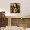 Mona Lisa - Kat - Leonardo da Vinci - Vintage - Kunstwerk - Oude meesters - Schilderij aluminium wit klein -sfeer3