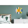 Stroken - Blauw - Patroon - Abstract Wandcirkel aluminium klein -slaapkamer
