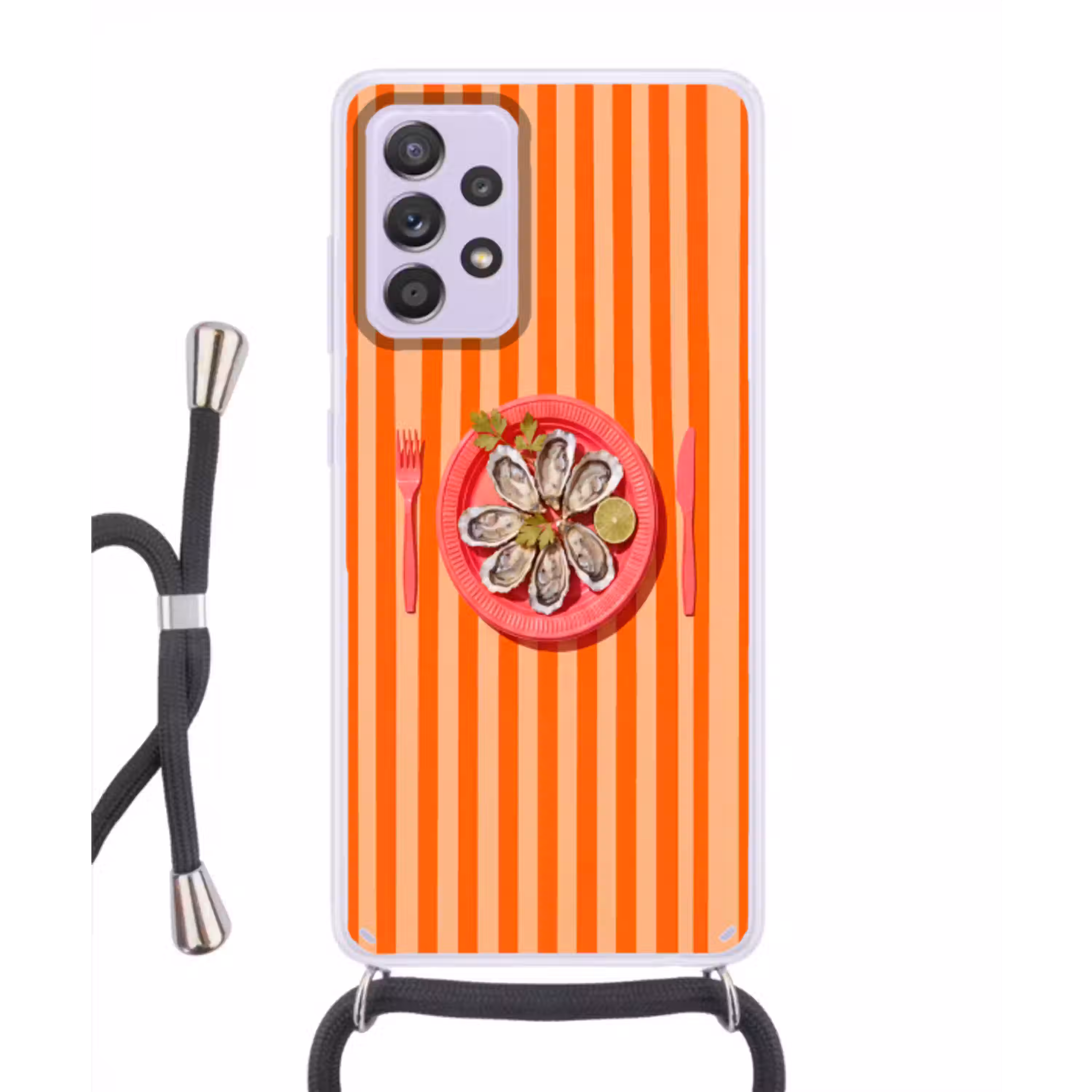 Eten - Oester - Zeevruchten - Oranje - Modern Hoesje Samsung Galaxy A52 5G met koord klein -3d