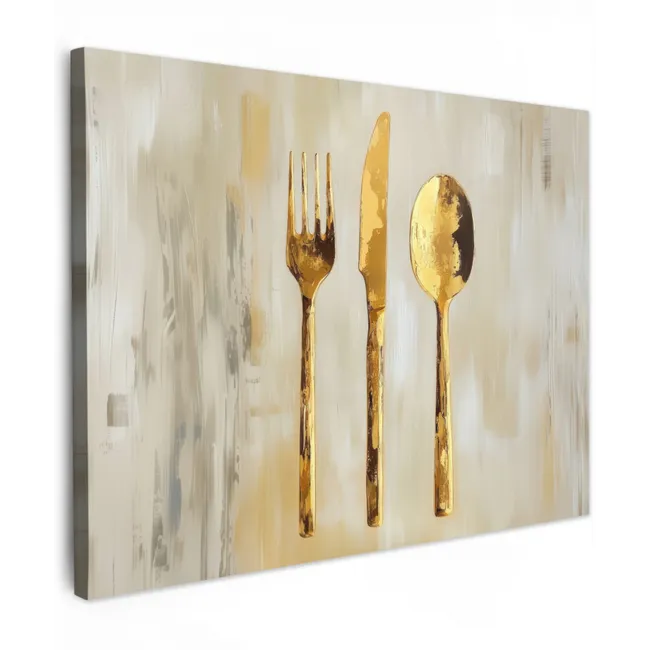 Canvas Print - Paint - Gold - Cutlery