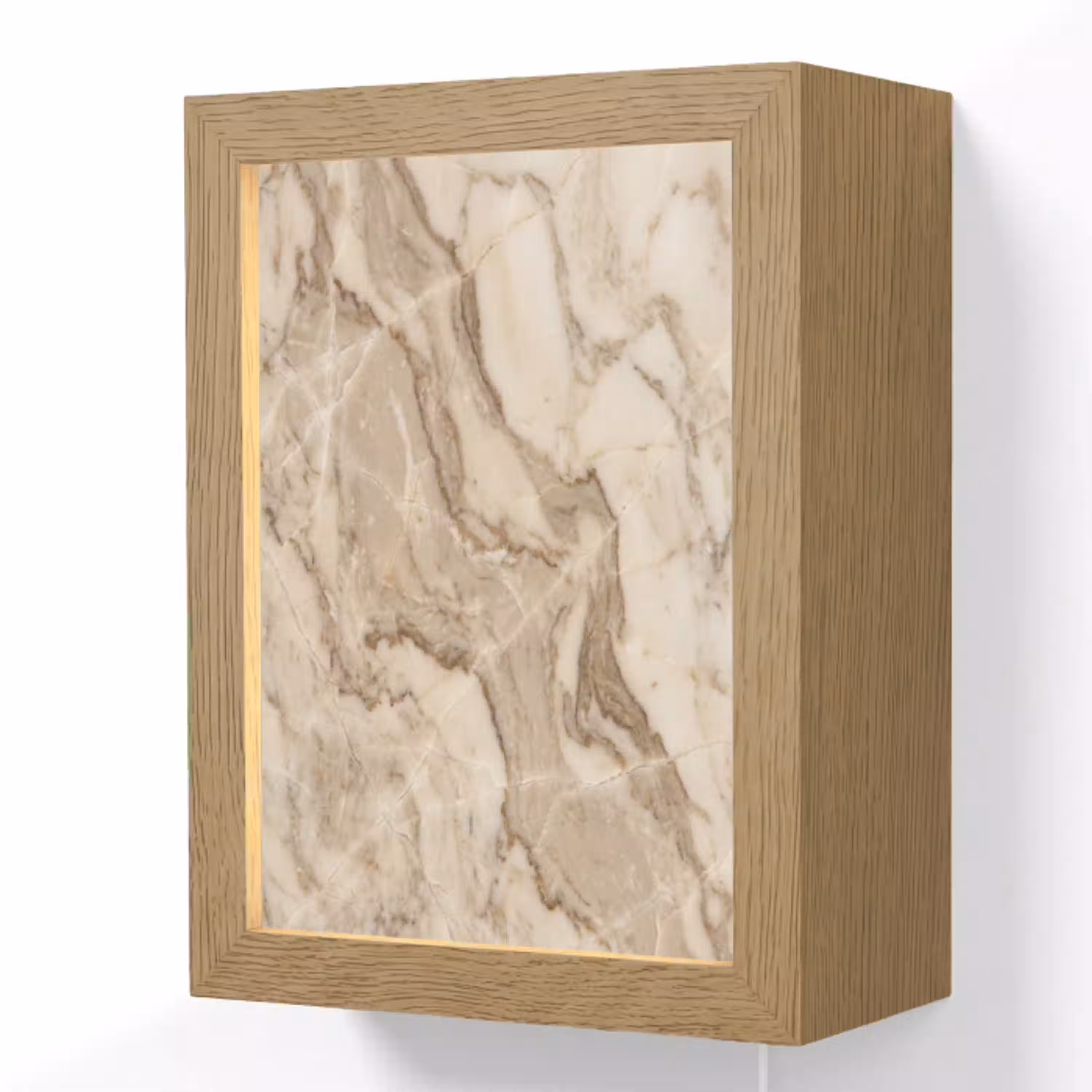 Marmer - Aderen - Textuur - Beige - Modern Light Box met kabel (Wandlamp) klein -3d