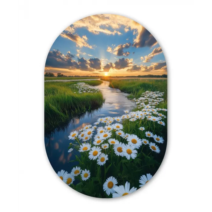 Beekje - Landschap - Margriet Wandcirkel Ovaal Forex klein -3d