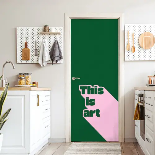 This is art - Schaduw - Roze deurposter klein -sfeer5